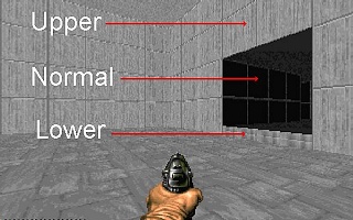 Example imaging showing the Upper, Normal, and Lower of a sidedef.